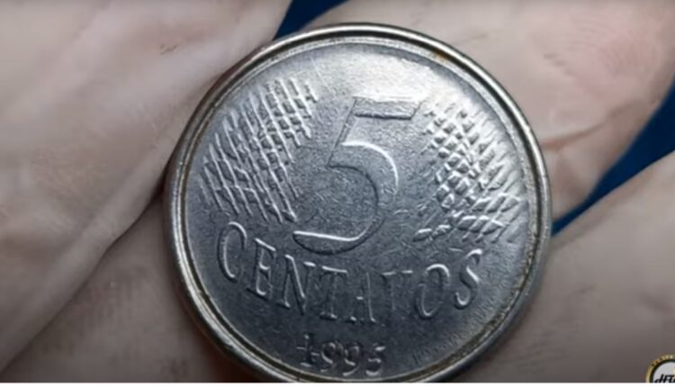 5 centavos 1995 - cunho quebrado