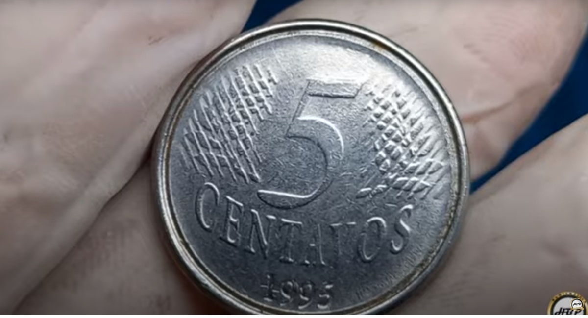 5 centavos 1995 - cunho quebrado
